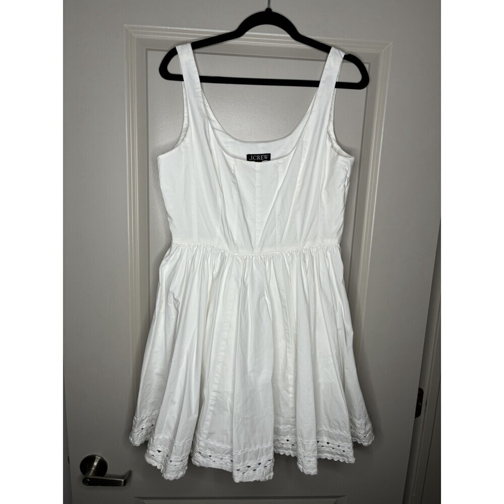 J Crew Fit and Flare Mini Dress with Rickrack Trim in White Size 10 - Picture 3 of 10